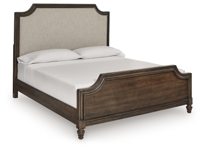 Veramond California King Upholstered Panel Bed, Dark Brown, large