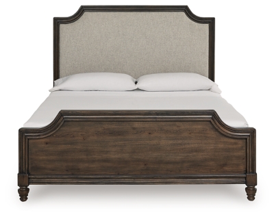 Veramond California King Upholstered Panel Bed, Dark Brown, large