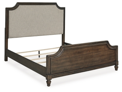 Veramond California King Upholstered Panel Bed, Dark Brown, large