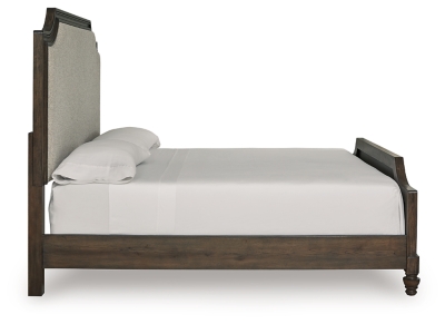 Veramond California King Upholstered Panel Bed, Dark Brown, large