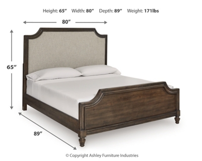 Veramond California King Upholstered Panel Bed, Dark Brown, large