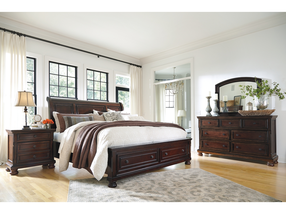 Porter King Sleigh Bed - Rustic Brown