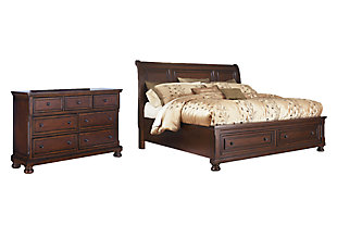 Porter Queen Sleigh Bed with Dresser, Rustic Brown, large
