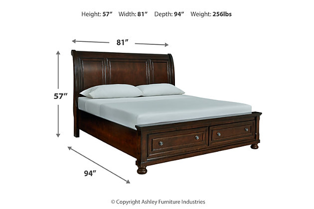 Porter Queen Sleigh Storage Bed Ashley, King Size Storage Bed Dimensions
