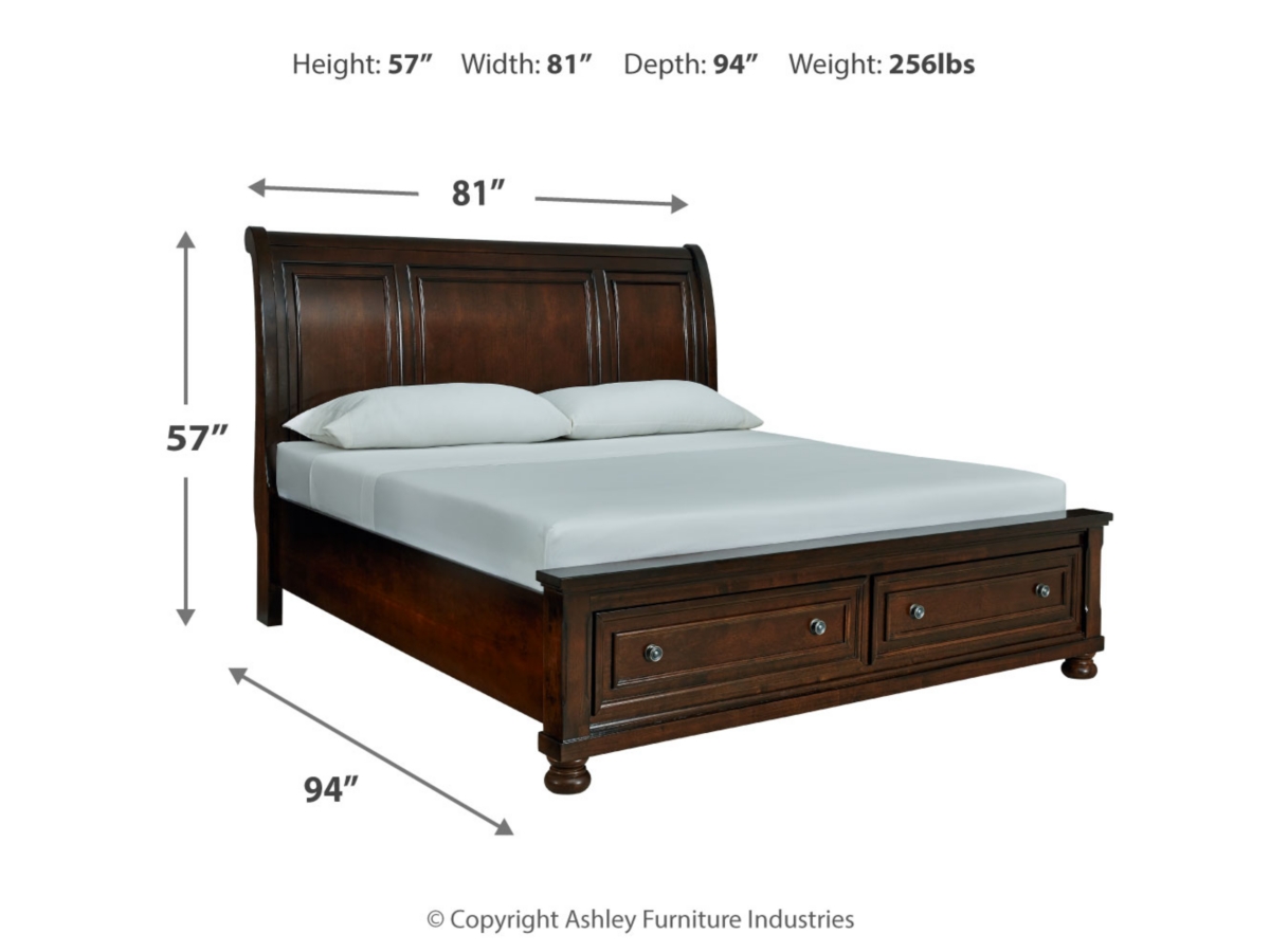 Porter King Sleigh Bed with Mirrored Dresser | Ashley