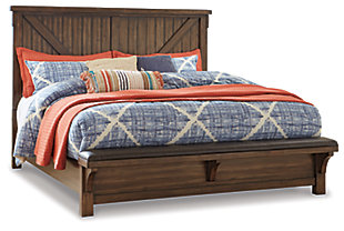 Lakeleigh Queen Panel Bed with Upholstered Bench, Brown, large