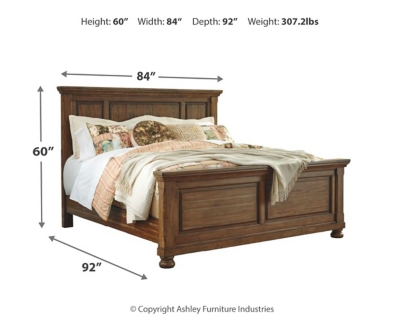 Flynnter King Panel Bed with Mirrored Dresser, Medium Brown, large