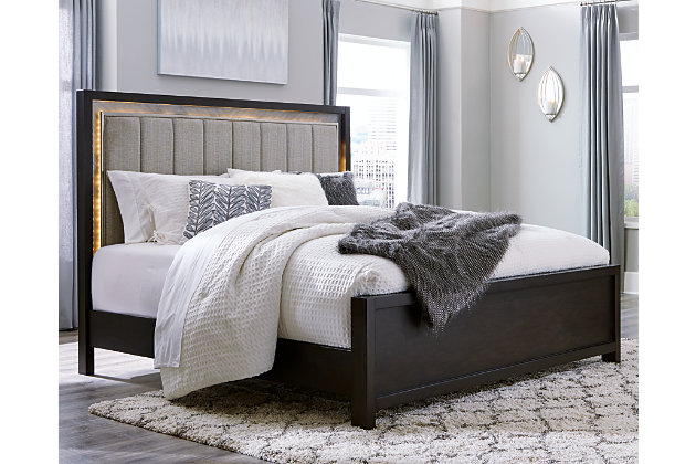 Maretto Queen Upholstered Panel Bed, Fabric Headboard Queen Bedroom Sets