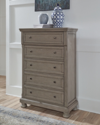 B733-46 Lettner 5 Drawer Chest of Drawers, Light Gray sku B733-46