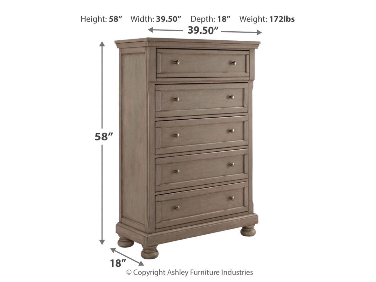 Lettner 5 Drawer Chest of Drawers Ashley