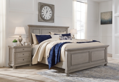 Lettner California King Panel Bed, Light Gray