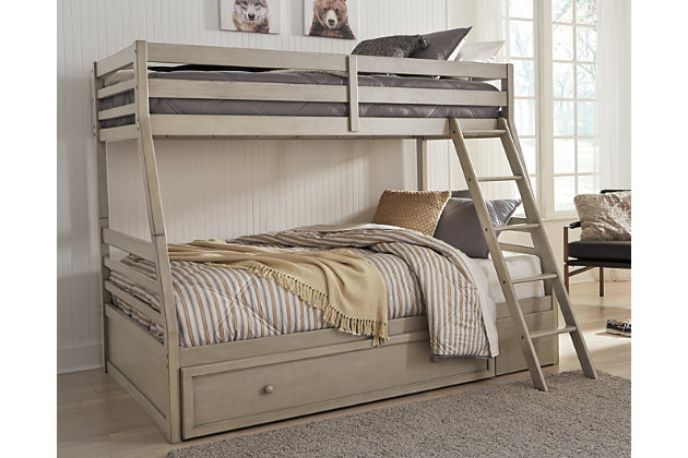 Lettner Twin Over Full Bunk Bed With 1, Grey Twin Over Full Bunk Bed With Storage Underneath