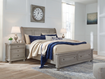 Lettner Queen Sleigh Bed With 2 Storage Drawers Ashley Furniture