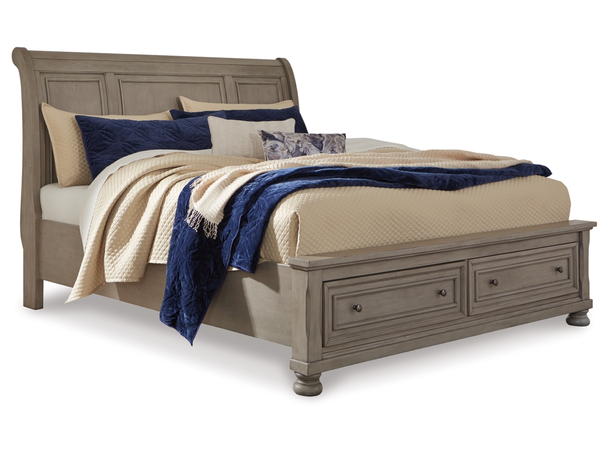 Lettner King Sleigh Bed - Light Gray