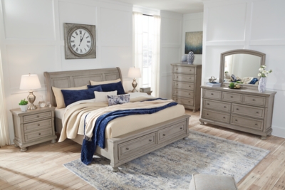 Lettner King Sleigh Bed with 2 Storage Drawers | Ashley