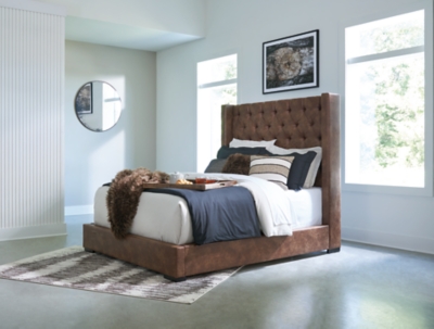 Steenlage Queen Upholstered Bed, Brown, rollover