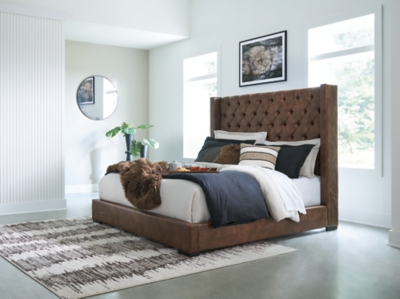 Steenlage King Upholstered Bed, Brown, rollover