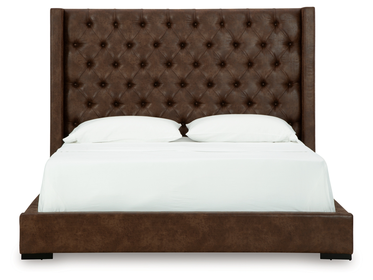 Steenlage King Faux Leather Upholstered Bed