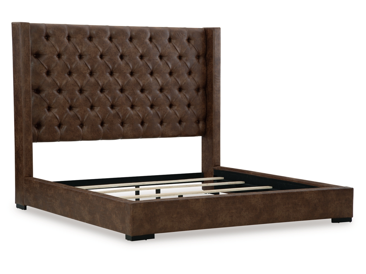 Steenlage King Faux Leather Upholstered Bed