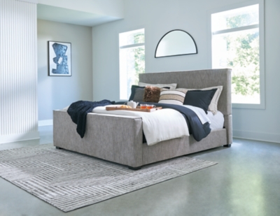 Steenlage King Upholstered Bed, Gray, rollover