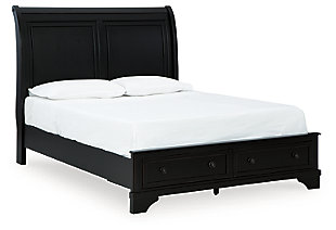 Chylanta Queen Sleigh Storage Bed, Black, large