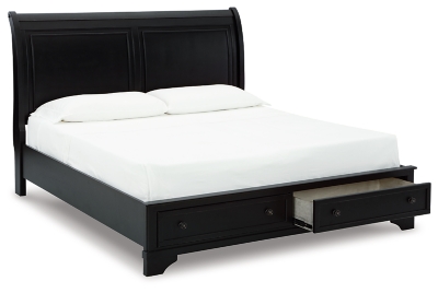 Ashley furniture deals black sleigh bed