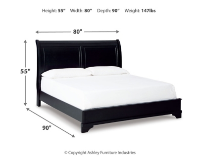 Chylanta King Sleigh Bed, Black, large