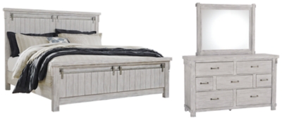 Brashland Queen Panel Bed with Mirrored Dresser | Ashley