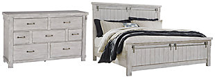 Brashland California King Panel Bed with Dresser, White, large