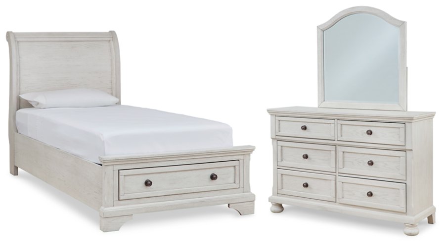 Cama trineo doble con almacenaje, cómoda y espejo Robbinsdale - image 1