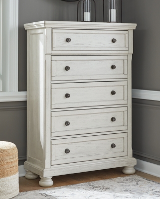 B742-46 Robbinsdale 5 Drawer Chest of Drawers, Antique Whi sku B742-46