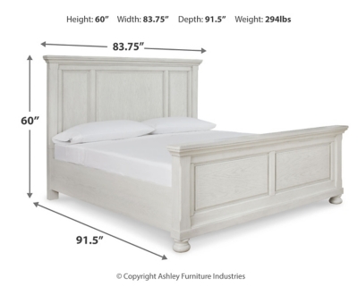 Robbinsdale King Panel Bed, Antique White, large