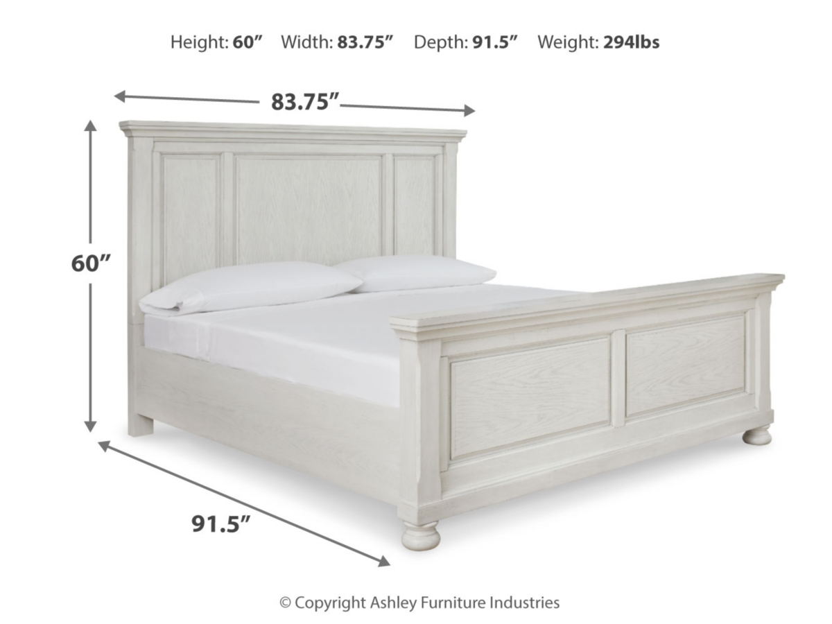 Robbinsdale King Panel Bed - Antique White