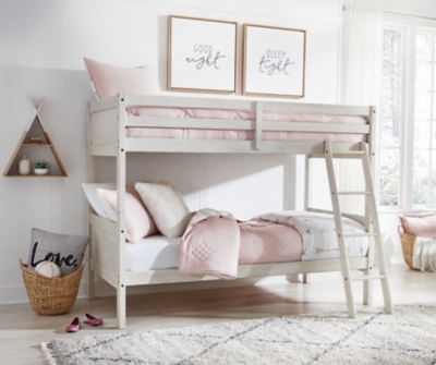 Robbinsdale Twin/Twin Bunk Bed with Ladder, Antique White