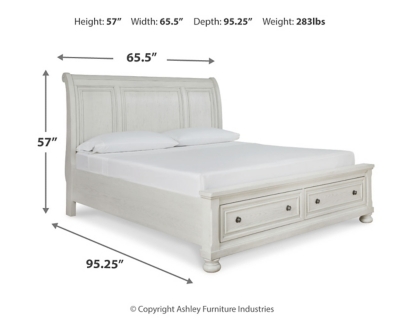 Robbinsdale Queen Sleigh Bed with Storage, Antique White, large