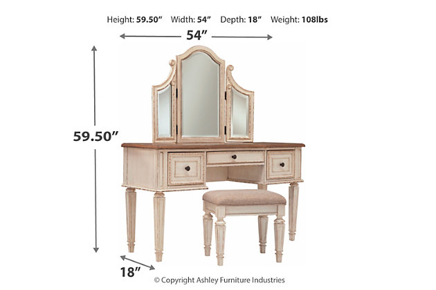 Realyn Vanity Set Ashley Furniture, Ainsley Makeup Vanity Desk With Mirror