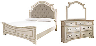 Realyn California King Upholstered Panel Bed with Mirrored Dresser, , large