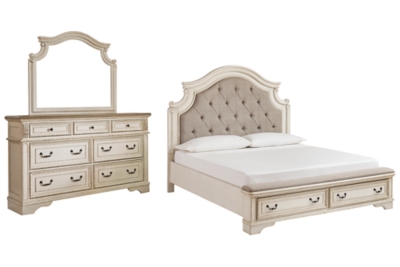 Realyn King Upholstered Bed with Mirrored Dresser, Two-tone, large