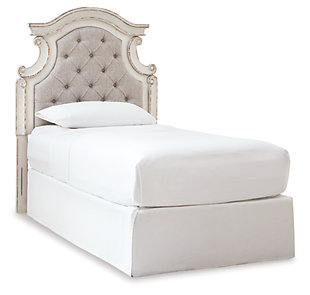 Realyn Twin Upholstered Panel Headboard, Chipped White, large