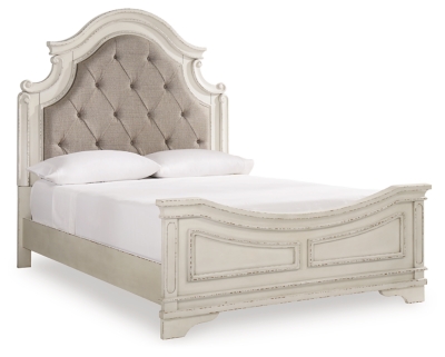 Realyn Queen Upholstered Panel Bed, Chipped White, large