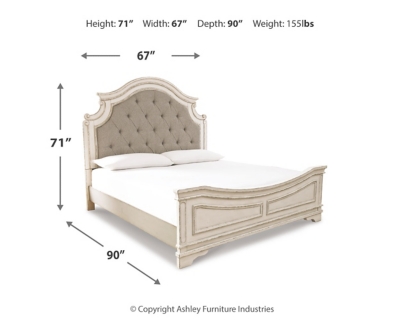 Realyn Queen Upholstered Panel Bed, Chipped White, large