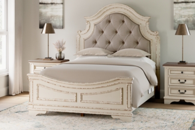 Realyn Queen Upholstered Panel Bed, Chipped White, large