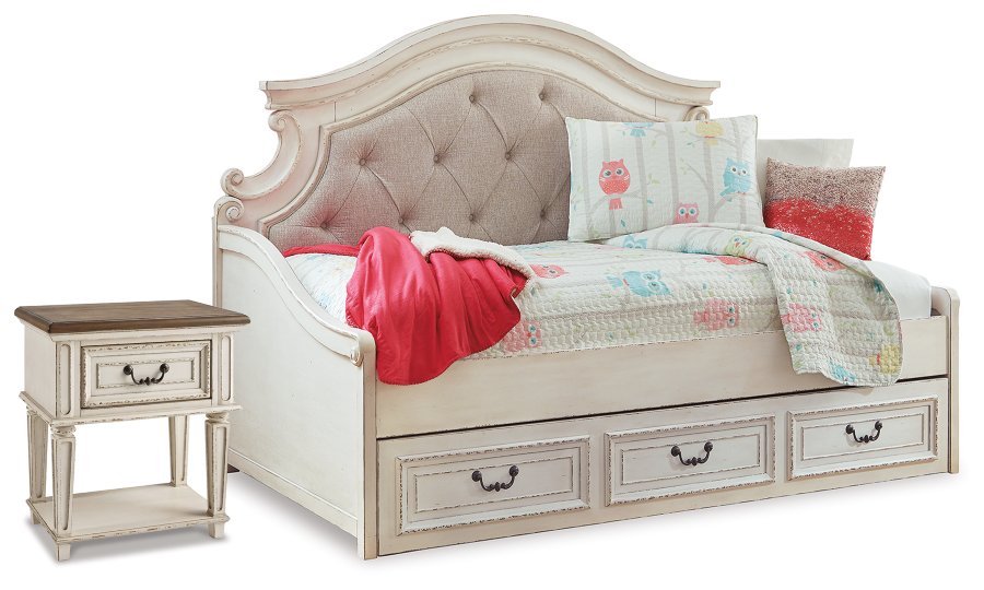 Cama de día doble con almacenamiento, cómoda y mesita de noche Realyn - image 11
