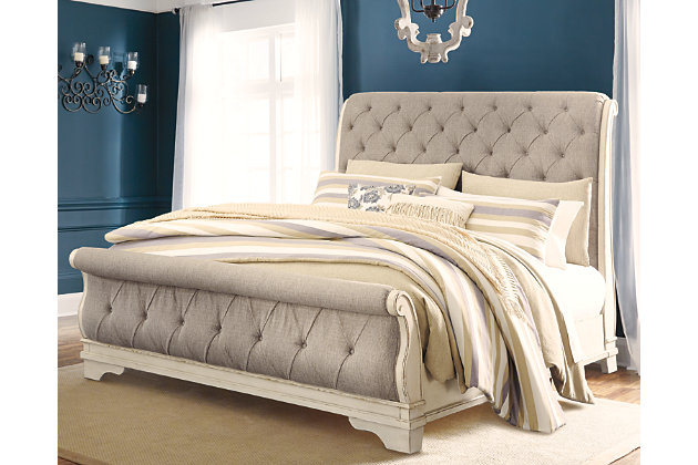 Realyn Queen Sleigh Bed Ashley, White Sleigh Bed Queen Size