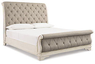 Realyn California King Sleigh Bed, Chipped White, large