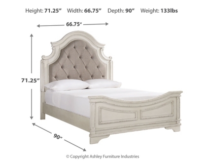Realyn Queen Upholstered Panel Bed, Chipped White, large