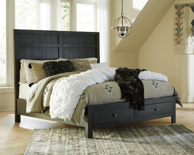 Noorbrook King Panel Bed with 2 Storage Drawers