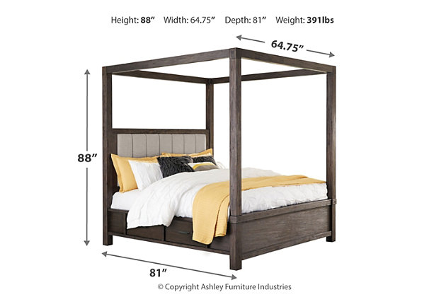 Dellbeck Queen Canopy Bed With 4, Queen Bed Height