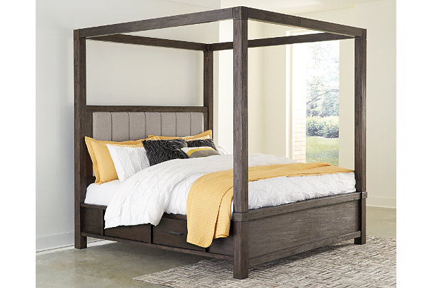 Dellbeck Queen Canopy Bed With 4, King Size Four Poster Bed With Storage