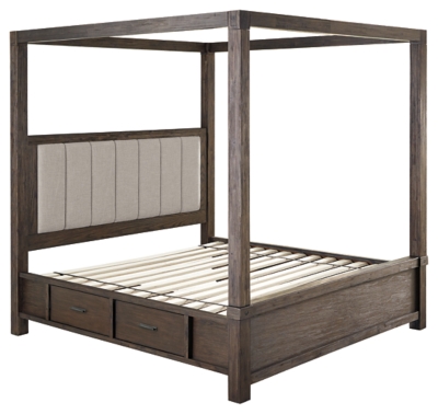 Dellbeck Queen Canopy Bed With 4 Storage Drawers Ashley Furniture Homestore